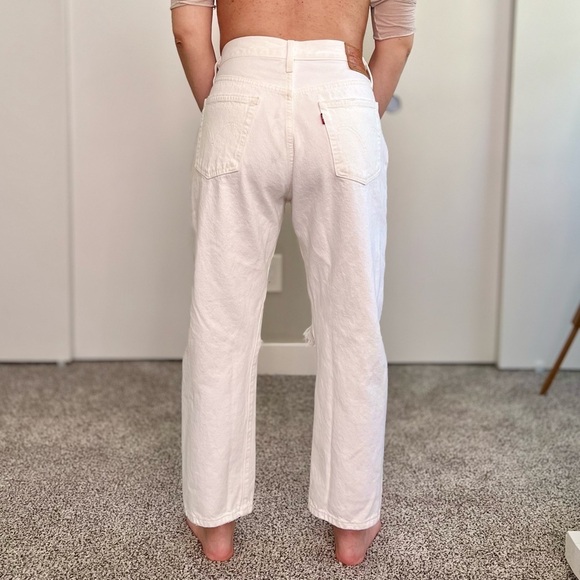 Levi's Premium 501 Big E Tab Cropped Distressed Jeans - High Rise Straight Leg - Picture 2 of 15